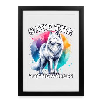 Polarwolf Sauve Arctic Wolf - Affiche encadrée (27 × 37 cm) - noir - Devant