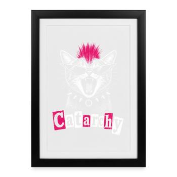 Catarchy Punk Drôle de Femmes Chat - Affiche encadrée (27 × 37 cm) - noir - Devant
