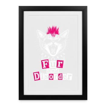 Pelage et Désordre Punk Chat Drôle - Affiche encadrée (27 × 37 cm) - noir - Devant