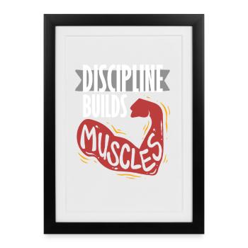 La discipline du coach sportif développe les muscles - Affiche encadrée (27 × 37 cm) - noir - Devant