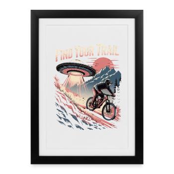 VTT, Descente, Action du cyclisme - Affiche encadrée (27 × 37 cm) - noir - Devant