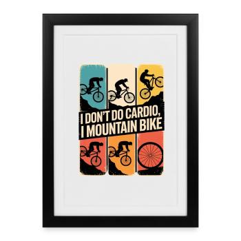 VTT, Descente, Action du cyclisme - Affiche encadrée (27 × 37 cm) - noir - Devant