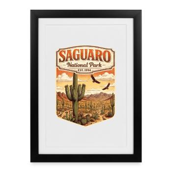 Saguaro National Park Emblem - Framed poster (27 × 37 cm) - black - Front