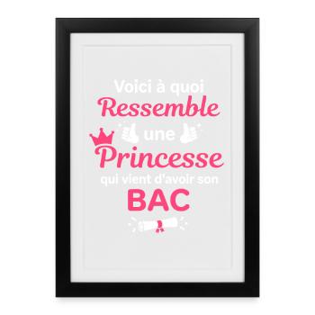 Princesse BAC: Couronnement et Réussite - Affiche encadrée (27 × 37 cm) - noir - Devant