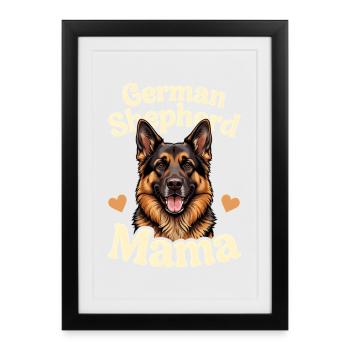 German Shepherd Mama Schäferhund Geschenk - Gerahmtes Poster (27 × 37 cm) - Schwarz - Vorne