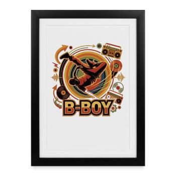 Breakdance B-Boy Hip Hop Retro Streetstyle - Framed poster (27 × 37 cm) - black - Front
