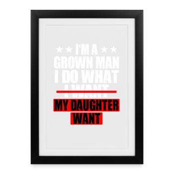 Le papa fier de ma fille Le papa le plus cool - Affiche encadrée (27 × 37 cm) - noir - Devant