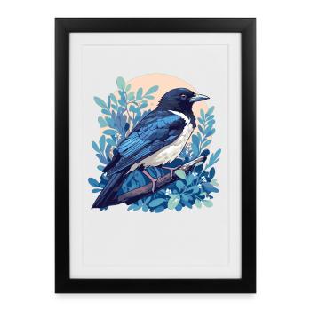 Pies Magpie - Affiche encadrée (27 × 37 cm) - noir - Devant