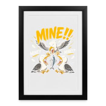 Vol de mouettes au bord de la mer - Affiche encadrée (27 × 37 cm) - noir - Devant