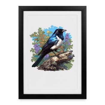 Pies Magpie - Affiche encadrée (27 × 37 cm) - noir - Devant
