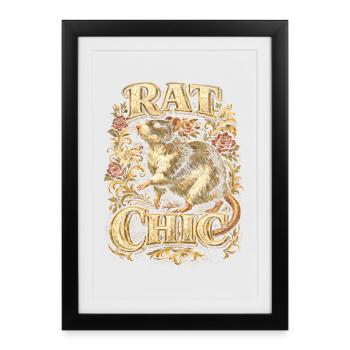 Color Rat Fancy Rat House Rat Chic - Affiche encadrée (27 × 37 cm) - noir - Devant