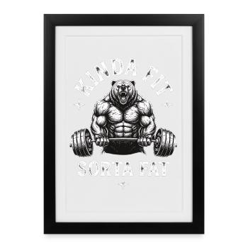 Plutôt en forme, un peu gros ours en haltérophilie - Affiche encadrée (27 × 37 cm) - noir - Devant