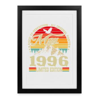 Vintage May 1996 Vintage Retro Birthday - Framed poster (27 × 37 cm) - black - Front