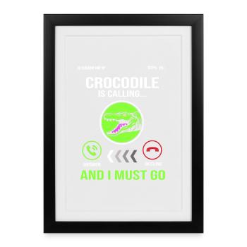 Crocodile Hunting Hunter Hunting - Framed poster (27 × 37 cm) - black - Front