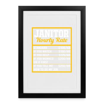 Caretaker hourly wage - Framed poster (27 × 37 cm) - black - Front