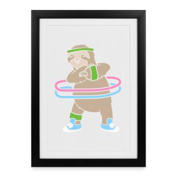 Hula Hup Hullern Hullern Huller Hoop Paresseux - Affiche encadrée (27 × 37 cm) - noir - Devant