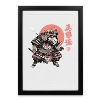 Boar Samurai under Crimson Sun - Framed poster (27 × 37 cm) - black - Front