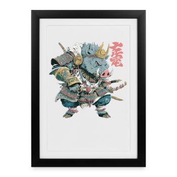 Boar Samurai Armor - Framed poster (27 × 37 cm) - black - Front