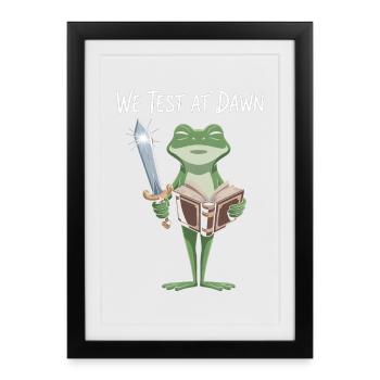 Grenouille de Test de l’Aube : Épée & Parchemin - Affiche encadrée (27 × 37 cm) - noir - Devant