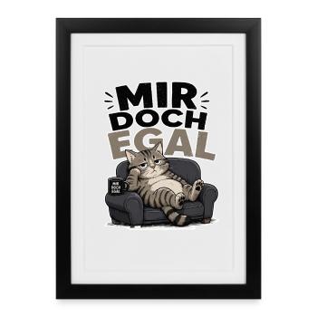 Mir doch egal Katze entspannt - Gerahmtes Poster (27 × 37 cm) - Schwarz - Vorne