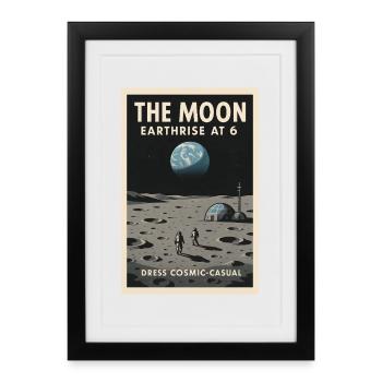 Moonrise at 6 | Lunar Retro Humor - Framed poster (27 × 37 cm) - black - Front