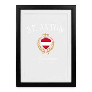 Saint-Anton am Arlberg, Autriche – Souvenir de voyage - Affiche encadrée (27 × 37 cm) - noir - Devant