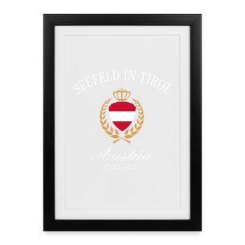 Seefeld au Tirol, Autriche – Souvenir de voyage - Affiche encadrée (27 × 37 cm) - noir - Devant