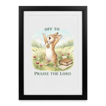 Louer le Seigneur Lapin Christ - Affiche encadrée (27 × 37 cm) - noir - Devant