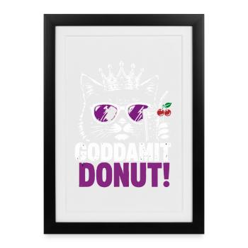 La gueule de bois du roi avec donut & soda - Affiche encadrée (27 × 37 cm) - noir - Devant