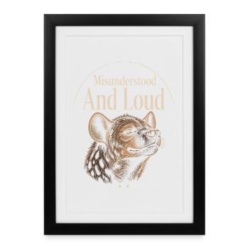 Hyène riante Hyène aperçue Hyène Amoureuse des hyènes - Affiche encadrée (27 × 37 cm) - noir - Devant