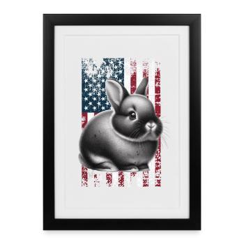Lapin nain US Zwergkaninchen - Affiche encadrée (27 × 37 cm) - noir - Devant