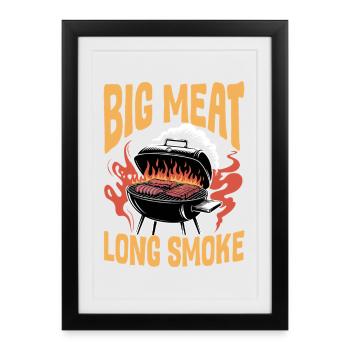 Barbecue grillant de la viande Grillant Barbecue - Affiche encadrée (27 × 37 cm) - noir - Devant
