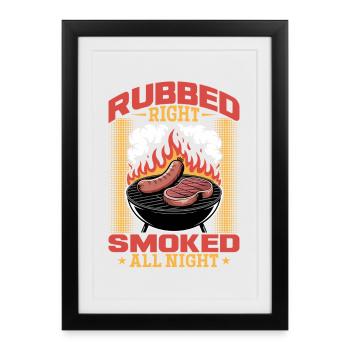 Barbecue grillant de la viande Grillant Barbecue - Affiche encadrée (27 × 37 cm) - noir - Devant