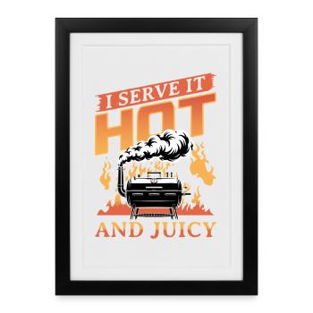 Barbecue grillant de la viande Grillant Barbecue - Affiche encadrée (27 × 37 cm) - noir - Devant