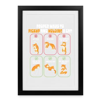 Funny Cat Owner Proper Ways To Hold Kitten - Framed poster (27 × 37 cm) - black - Front