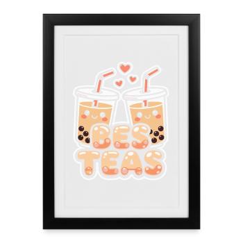 Boba Best Theas Amateurs de bubble tea adorables - Affiche encadrée (27 × 37 cm) - noir - Devant