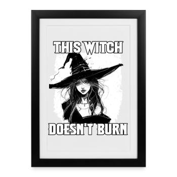 Sorcière Noire T| Fête d’Halloween T | Witchcraft T Wicca - Affiche encadrée (27 × 37 cm) - noir - Devant