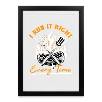 Barbecue grillant de la viande Grillant Barbecue - Affiche encadrée (27 × 37 cm) - noir - Devant