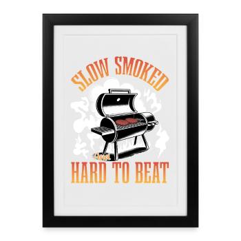 Barbecue grillant de la viande Grillant Barbecue - Affiche encadrée (27 × 37 cm) - noir - Devant