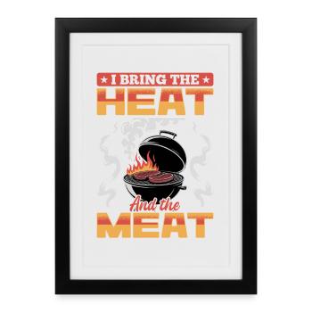 Barbecue grillant de la viande Grillant Barbecue - Affiche encadrée (27 × 37 cm) - noir - Devant