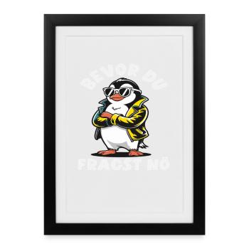 Before you ask: Nope Penguin Leather Jacket - Framed poster (27 × 37 cm) - black - Front