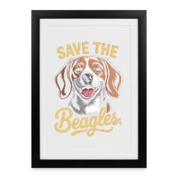 Save the Beagles Illustration - Affiche encadrée (27 × 37 cm) - noir - Devant