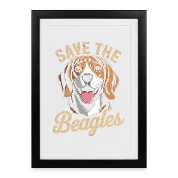 T-shirt Portrait du Chien Save the Beagle - Affiche encadrée (27 × 37 cm) - noir - Devant