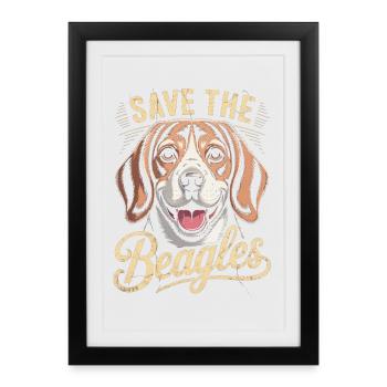 Save the Beagles - Framed poster (27 × 37 cm) - black - Front