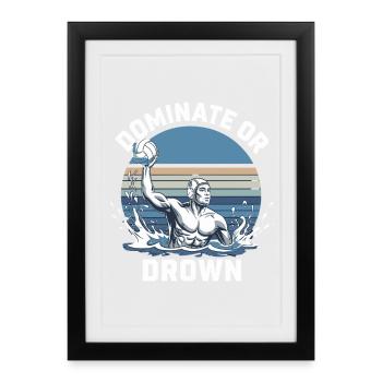 Motif de water-polo dominant ou noyé - Affiche encadrée (27 × 37 cm) - noir - Devant