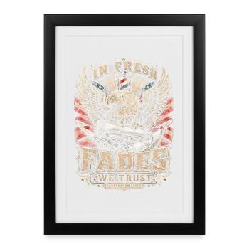 Barber Barbier dans Fresh Fades We Trust - Affiche encadrée (27 × 37 cm) - noir - Devant
