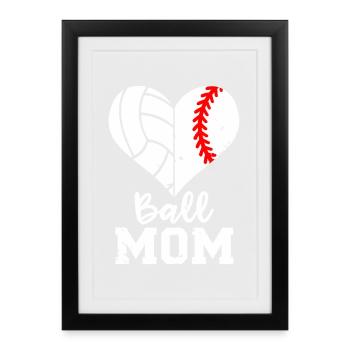 Ball Mom Heart Split - Framed poster (27 × 37 cm) - black - Front