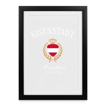 Eisenstadt Österreich Wappen Krone Reise Souvenir - Gerahmtes Poster (27 × 37 cm) - Schwarz - Vorne