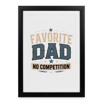 Papa préféré à temps plein Légende Humour de la fête des pères - Affiche encadrée (27 × 37 cm) - noir - Devant