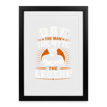 Papa L’Homme Le Mythe La Légende Papa Fier - Affiche encadrée (27 × 37 cm) - noir - Devant
